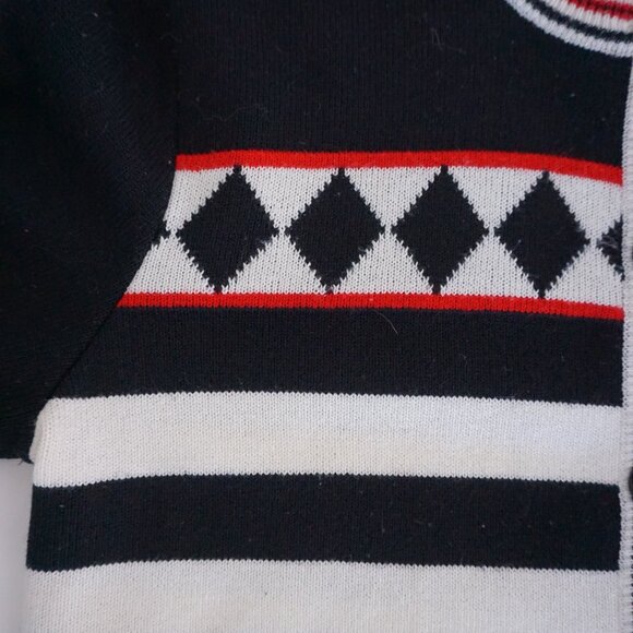 Vintage Ami Knits Black Red White Cardigan Preppy Collegiate 80s Vintage M - Picture 8 of 11